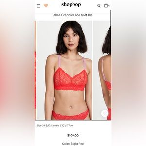 NWT Dora Larsen Red Alma Graphic Lace Soft Bra 32 DDD
